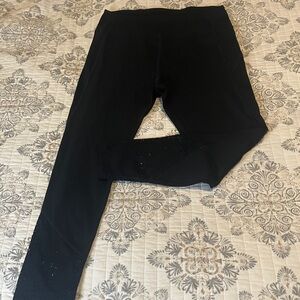 Pink Black Leggings with Mesh Ankles